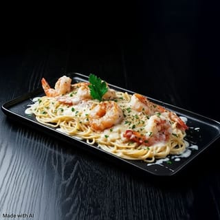 Camarones A La parmigiana Con Spagetti / Shrimp Parmigiana
